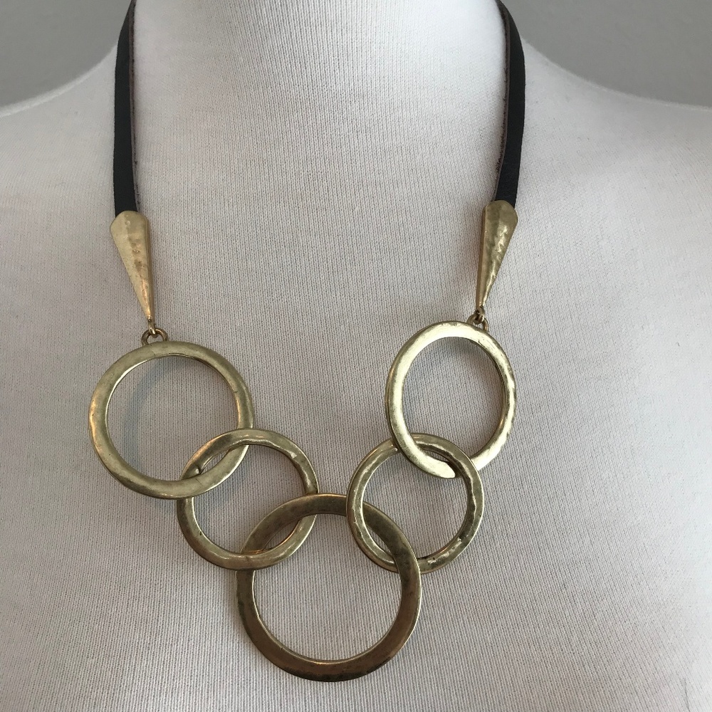 Multi-ring Leather Necklace